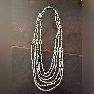 Vintage Boho Silver Bean Necklace